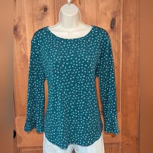Elle Teal and White Floral Blouse